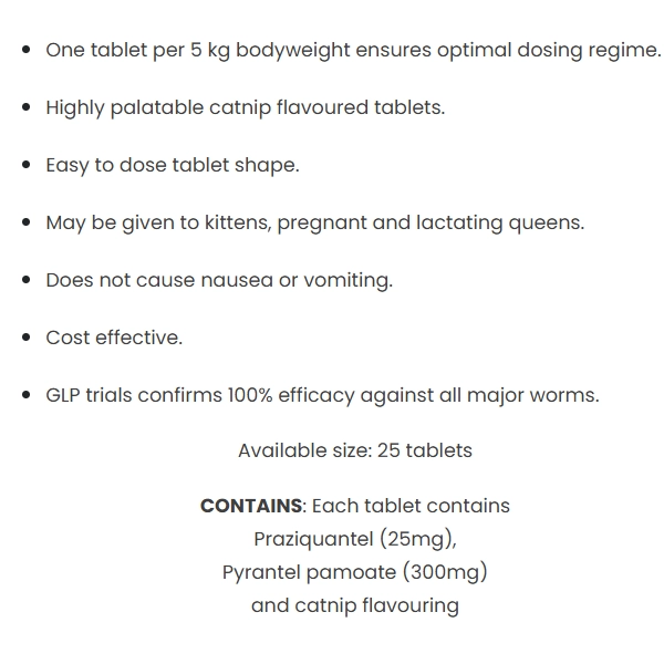 قرص 25 عددی ضدانگل گربه از برند مدپت