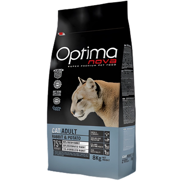 خوراک گربه بالغ اپتیمانوا طعم خرگوش و سیب زمینی بدون غلات 8 کیلوگرم