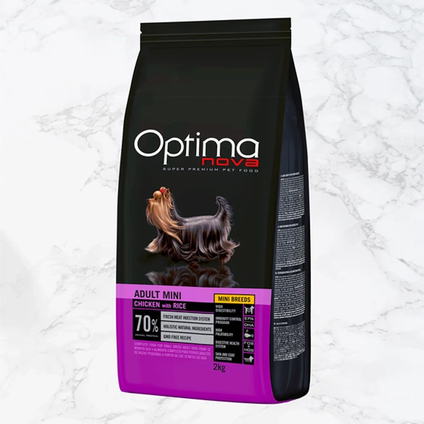 خوراک سگ بالغ نژاد کوچک اپتیمانوا با طعم مرغ و برنج 12 کیلوگرم