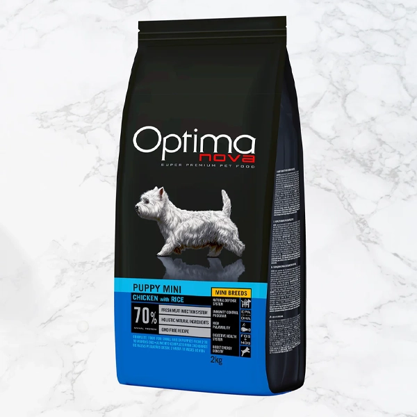 خوراک پاپی نژاد کوچک اپتیمانوا با طعم مرغ و برنج 2 کیلوگرم