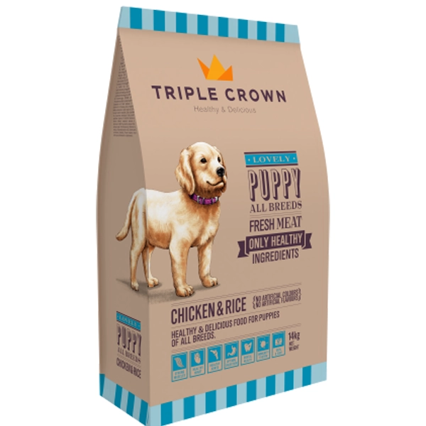 خوراک سگ پاپی Lovely Puppy تریپل کراون با طعم مرغ و برنج 3 کیلوگرم