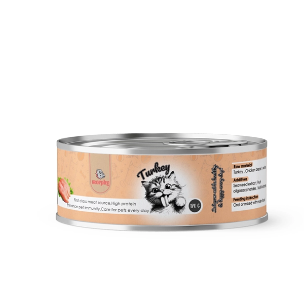 کنسرو گربه با طعم گوشت بوقلمون برند مورفی 170 گرمی (کارتن 48 عددی)