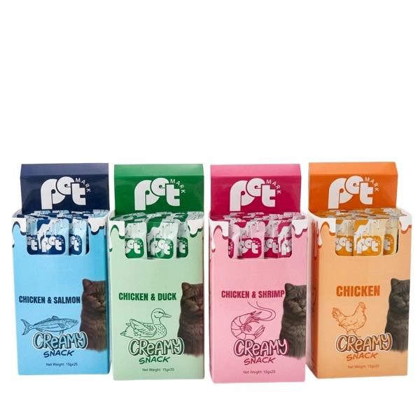 بستنی، تشویقی گربه برند پت مارک (مرغ ، مرغ واردک، مرغ و میگو، مرغ و سالمون) 25 عددی