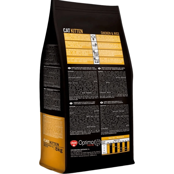 خوراک گربه کیتن اپتیمانوا با طعم مرغ و برنج 8 کیلوگرم