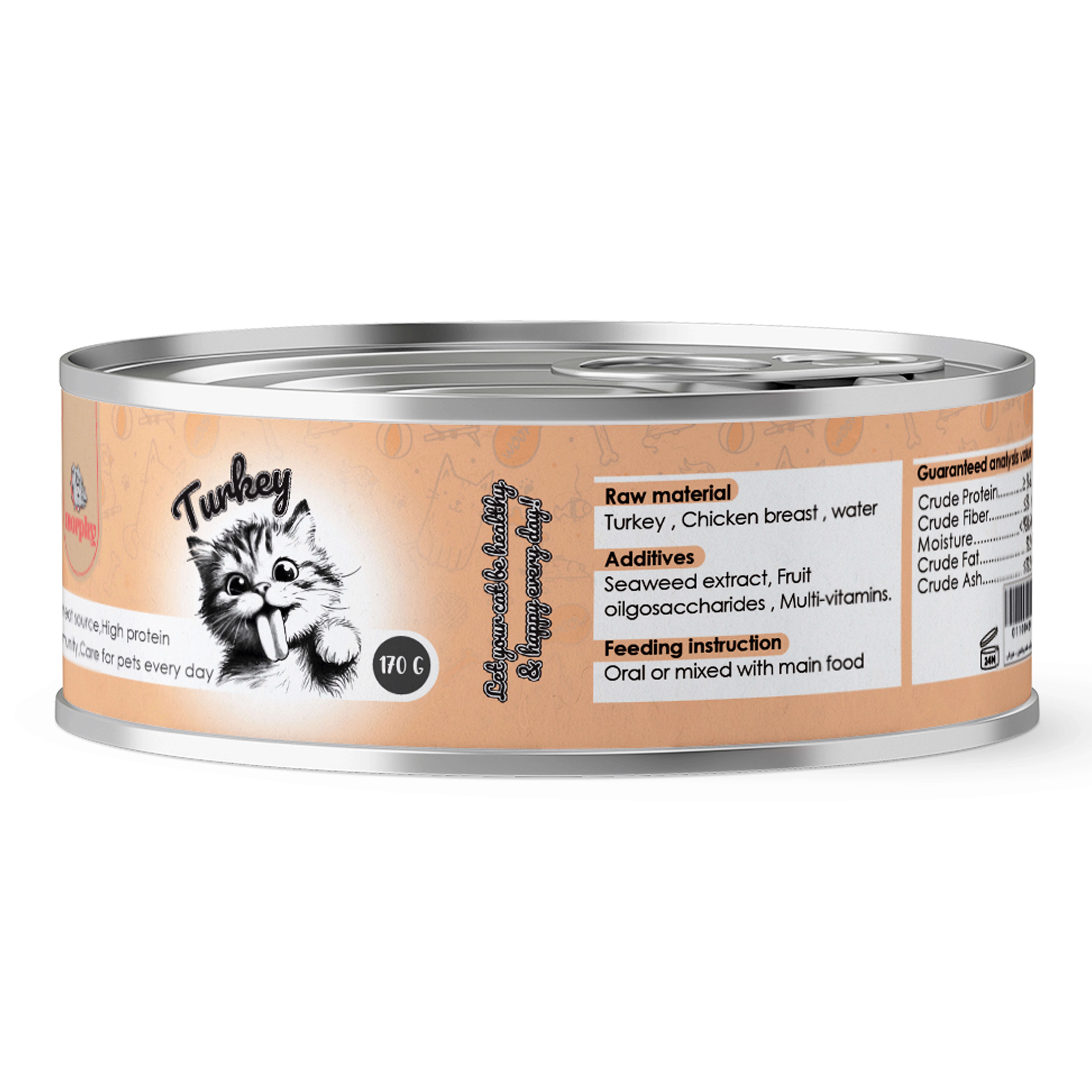 کنسرو گربه با طعم گوشت بوقلمون برند مورفی 170 گرمی (کارتن 48 عددی)